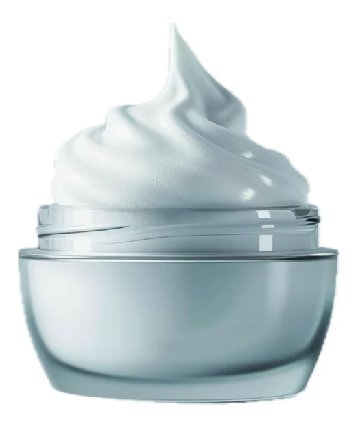 Moisturizing face cream swirl in a cosmetic glass jar