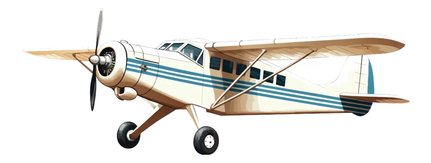 Vintage propeller bush plane illustration isolated on white