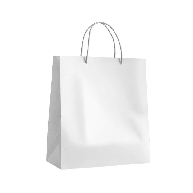 Blank white paper shopping bag isolated on white background