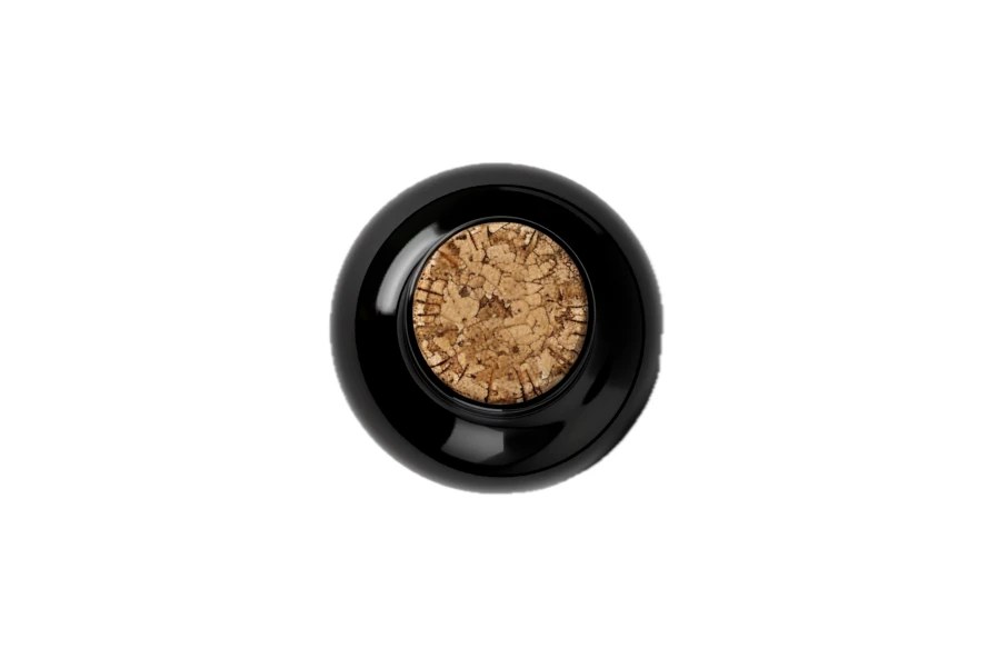 Top view of a wine bottle neck with cork