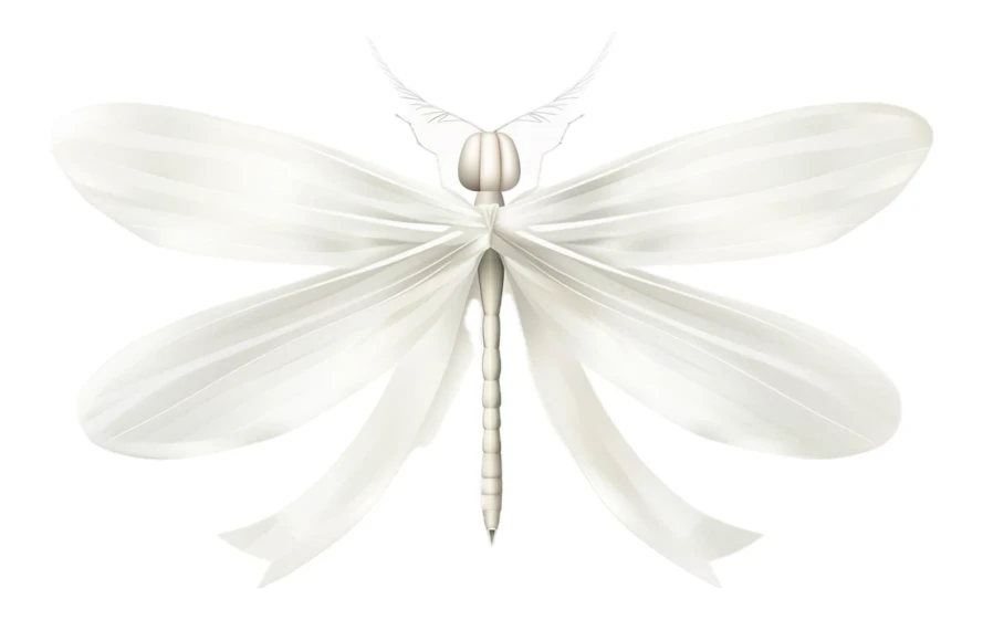 Ethereal white dragonfly illustration isolated on white background