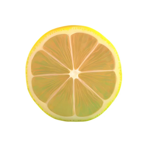 Digital illustration of a fresh lemon slice on white background