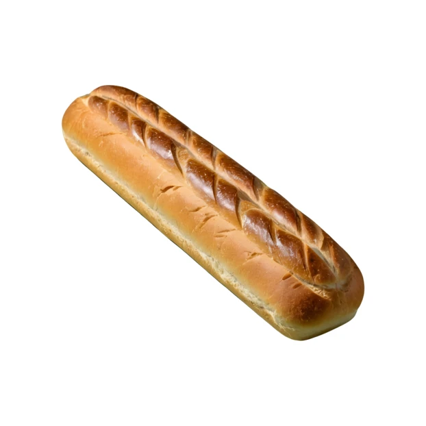 Braided golden brioche loaf isolated on white background