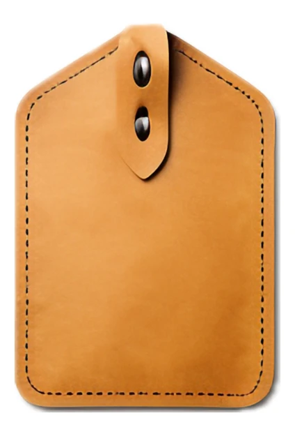 Classic tan leather accessory pouch isolated on white background