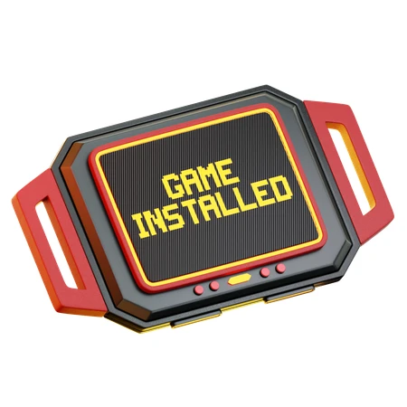 3D handheld game console with Game Installed on screen