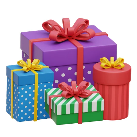 Assorted colorful gift boxes with ribbons on white background