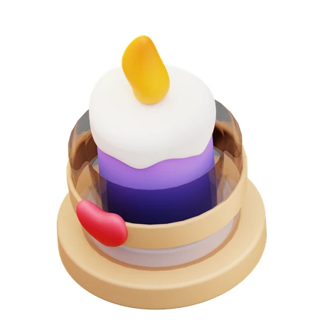 3D purple scented candle in a glass jar