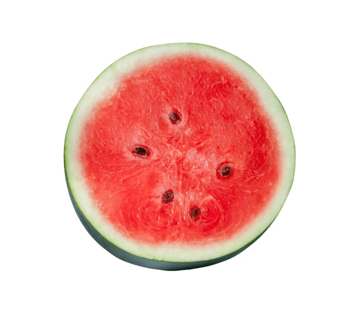 Half of a ripe watermelon isolated on white background