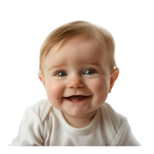 Happy smiling baby infant on white background