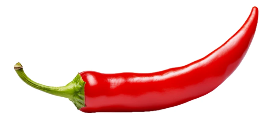 Single fresh red chili pepper isolated on white background
