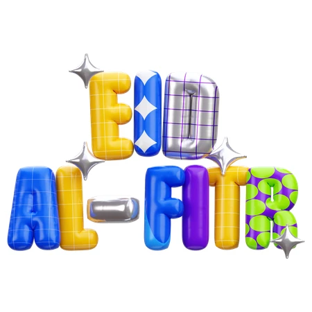 Eid Al-Fitr Colorful 3D Text