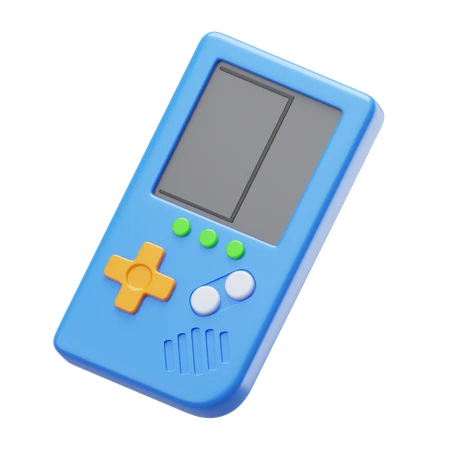 3D stylized blue handheld retro video game console isolated