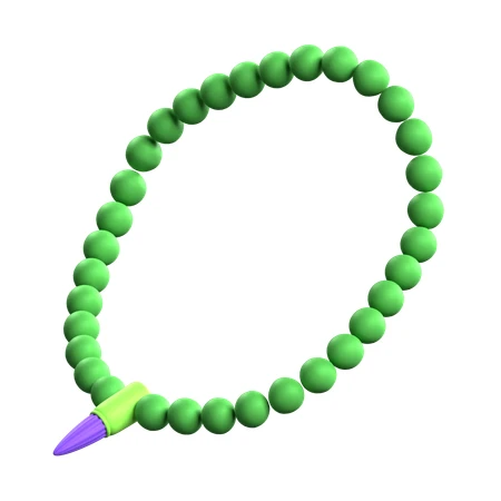 Green beaded bracelet with a purple tip 3D render