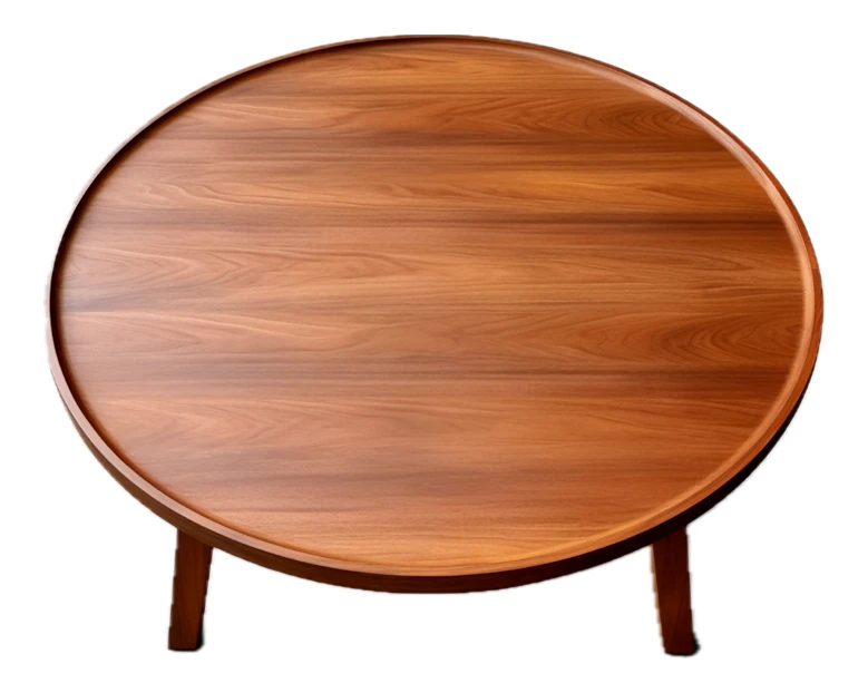 Round wooden coffee table isolated on white background