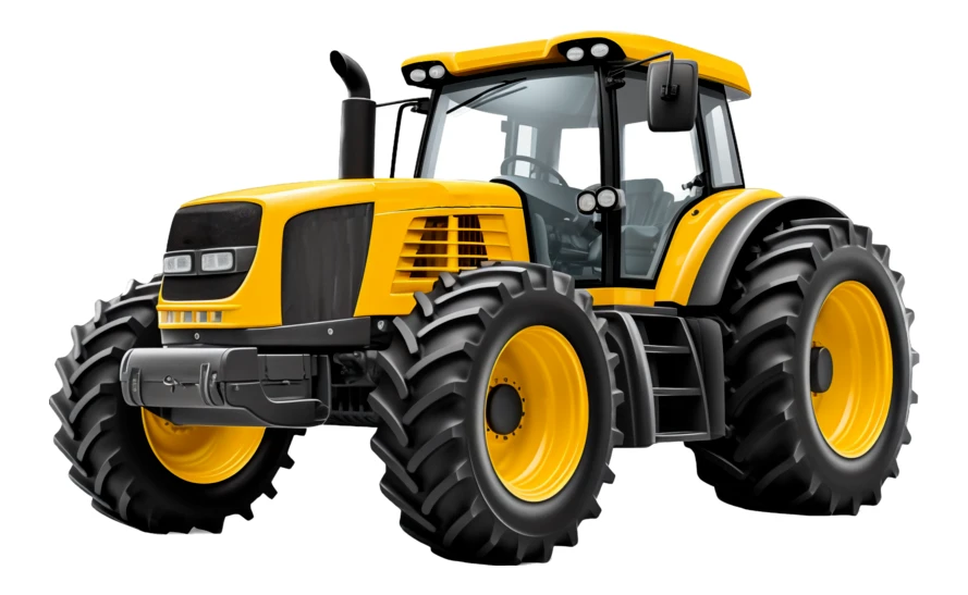 Modern yellow tractor isolated on white background