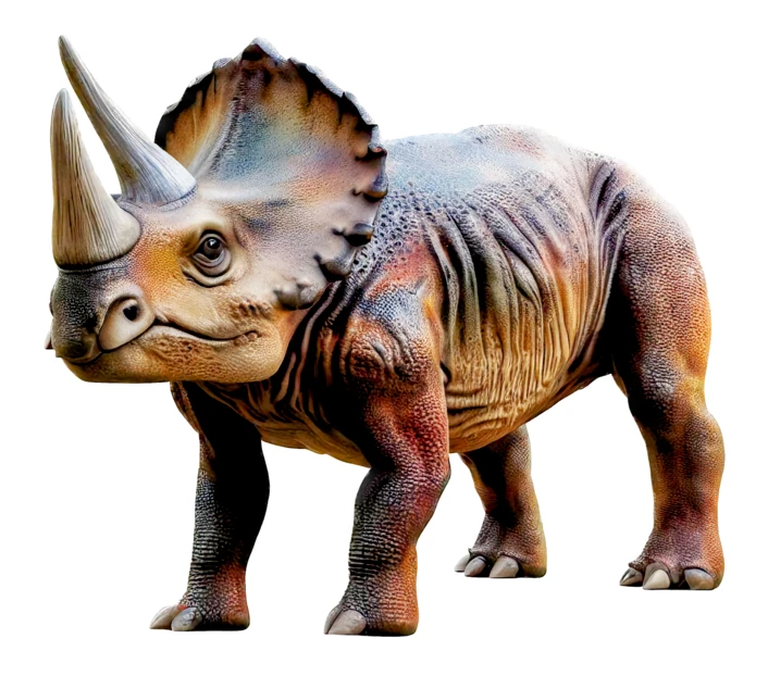 Realistic Triceratops dinosaur model isolated on white background