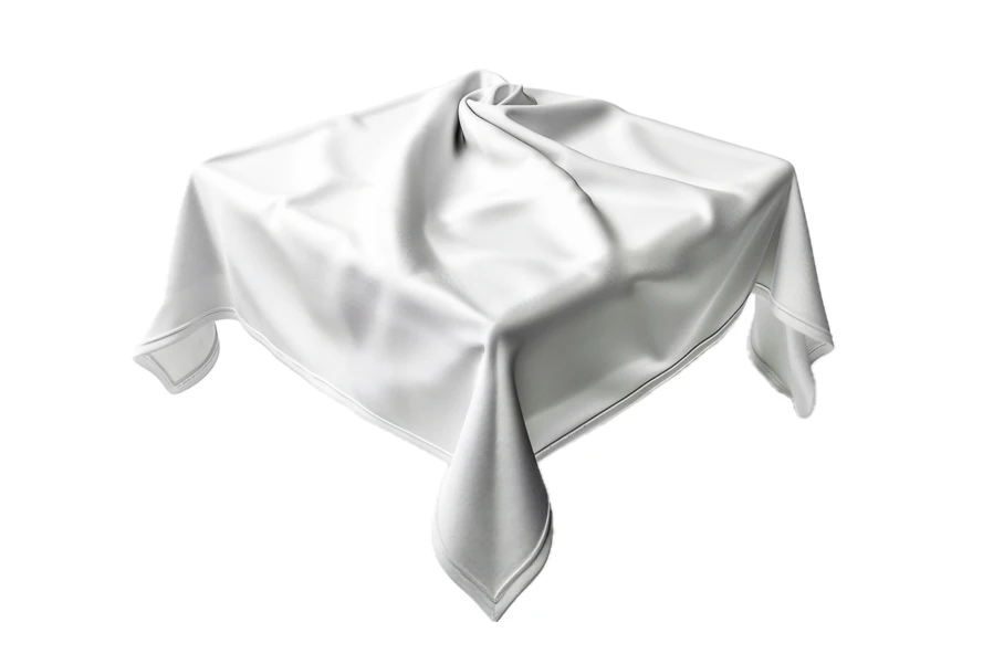 White cloth draped over a square pedestal isolated on white
