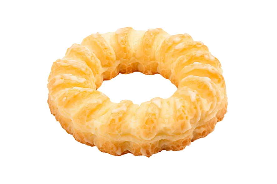 Glazed French cruller doughnut isolated on white background