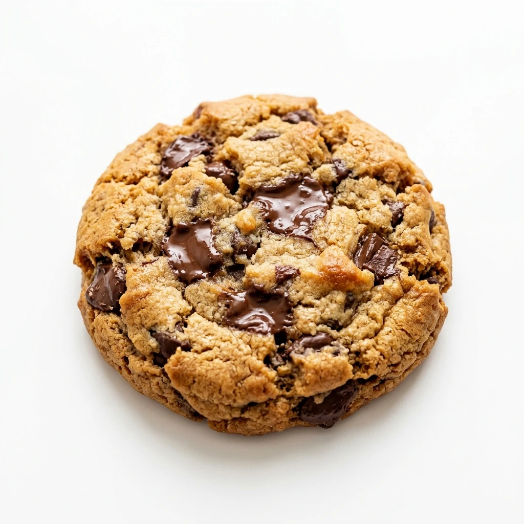 Chunky chocolate chip cookie isolated on white background