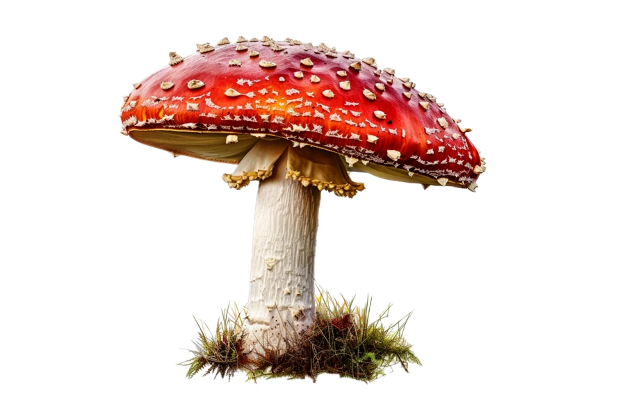 Fly agaric mushroom isolated on white background