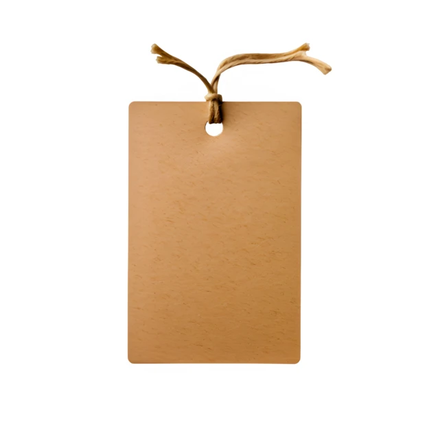 Blank brown kraft paper gift tag with twine string