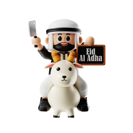 A man with a goat and a butcher knife