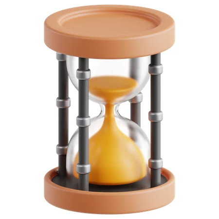 3D rendered hourglass icon with orange sand on white background