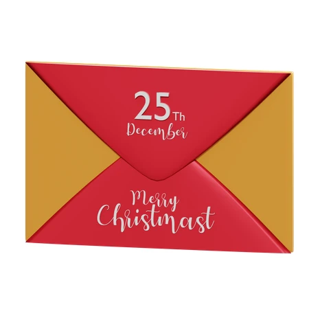 Red and gold Christmas envelope with festive holiday message
