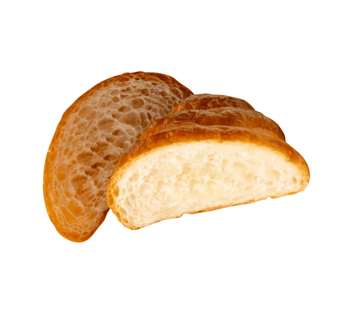 Fresh sliced croissant isolated on white background
