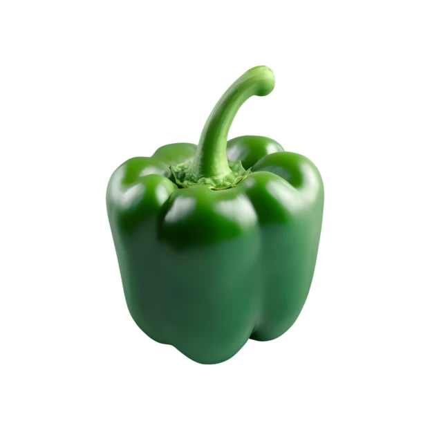 Fresh green bell pepper isolated on white background
