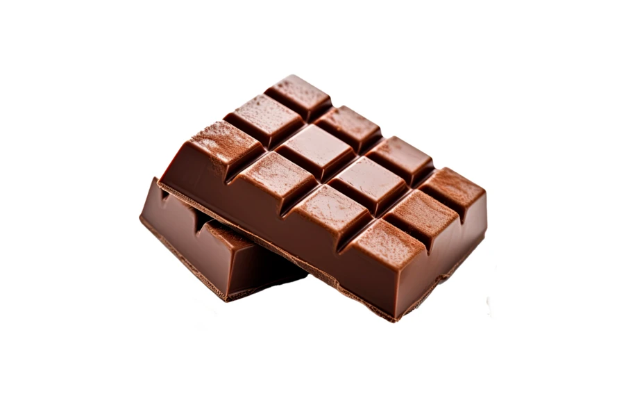 Two pieces of milk chocolate bar isolated on white