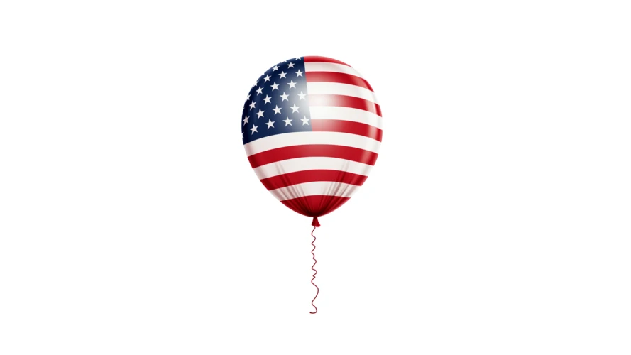 American flag balloon isolated on white background