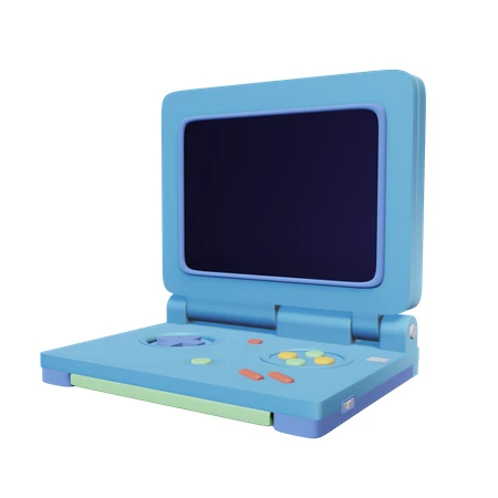 Stylized blue toy handheld game console 3D illustration