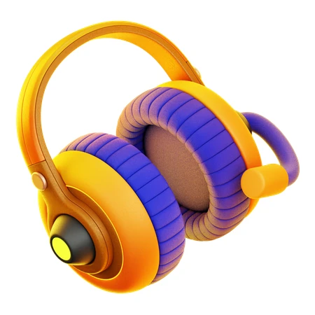 Vibrant 3D rendered headphones with microphone on white background