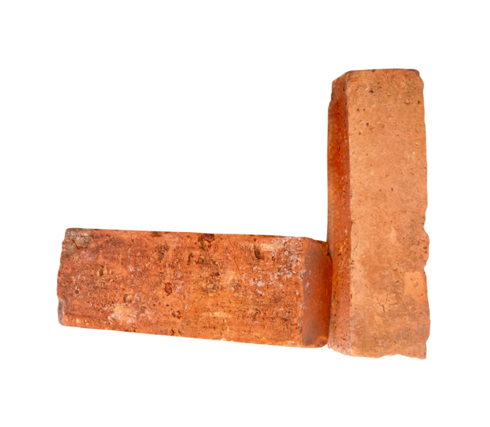 Two red clay bricks arranged in an L-shape
