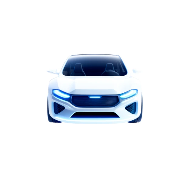 Front view of a futuristic white electric concept car