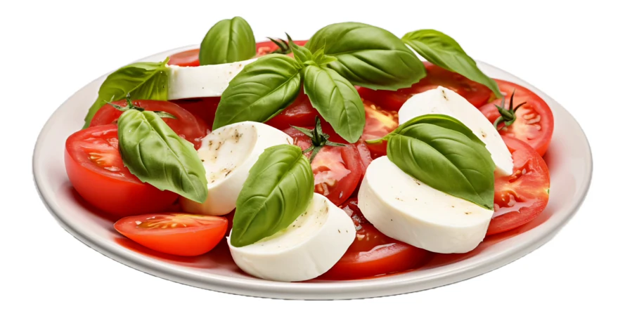 Fresh Caprese salad with tomatoes mozzarella and basil